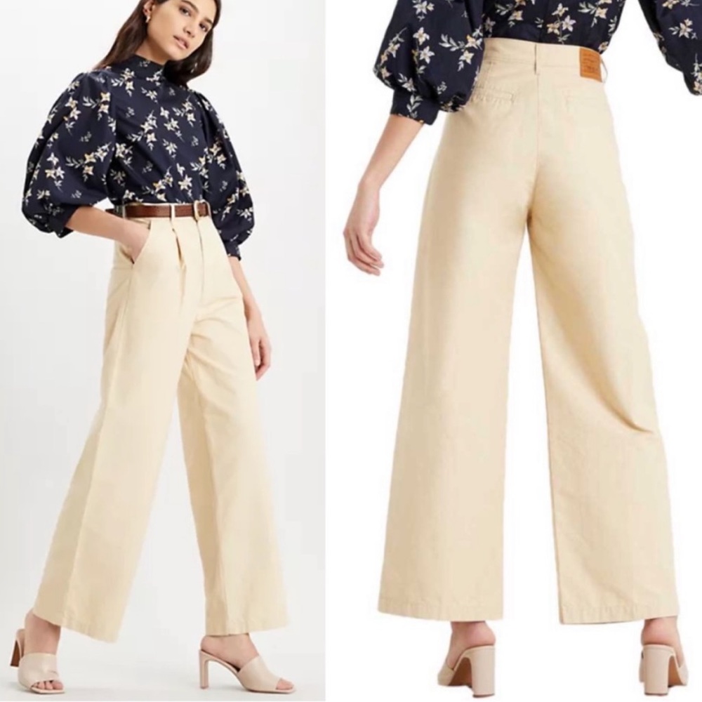 Levi’s Premium High Loose Pleated Twill Pant in Semolina Natural aritzia